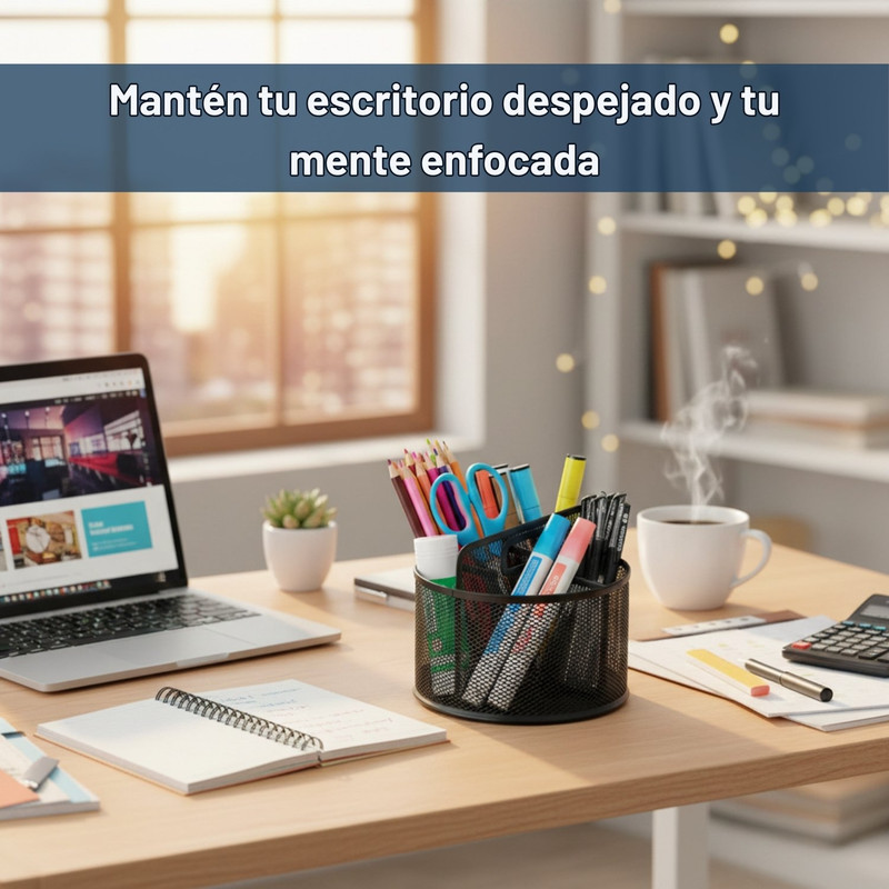 PORTALÁPICES GIRATORIO METAL MESH NEGRO PARA ESCRITORIO - 2