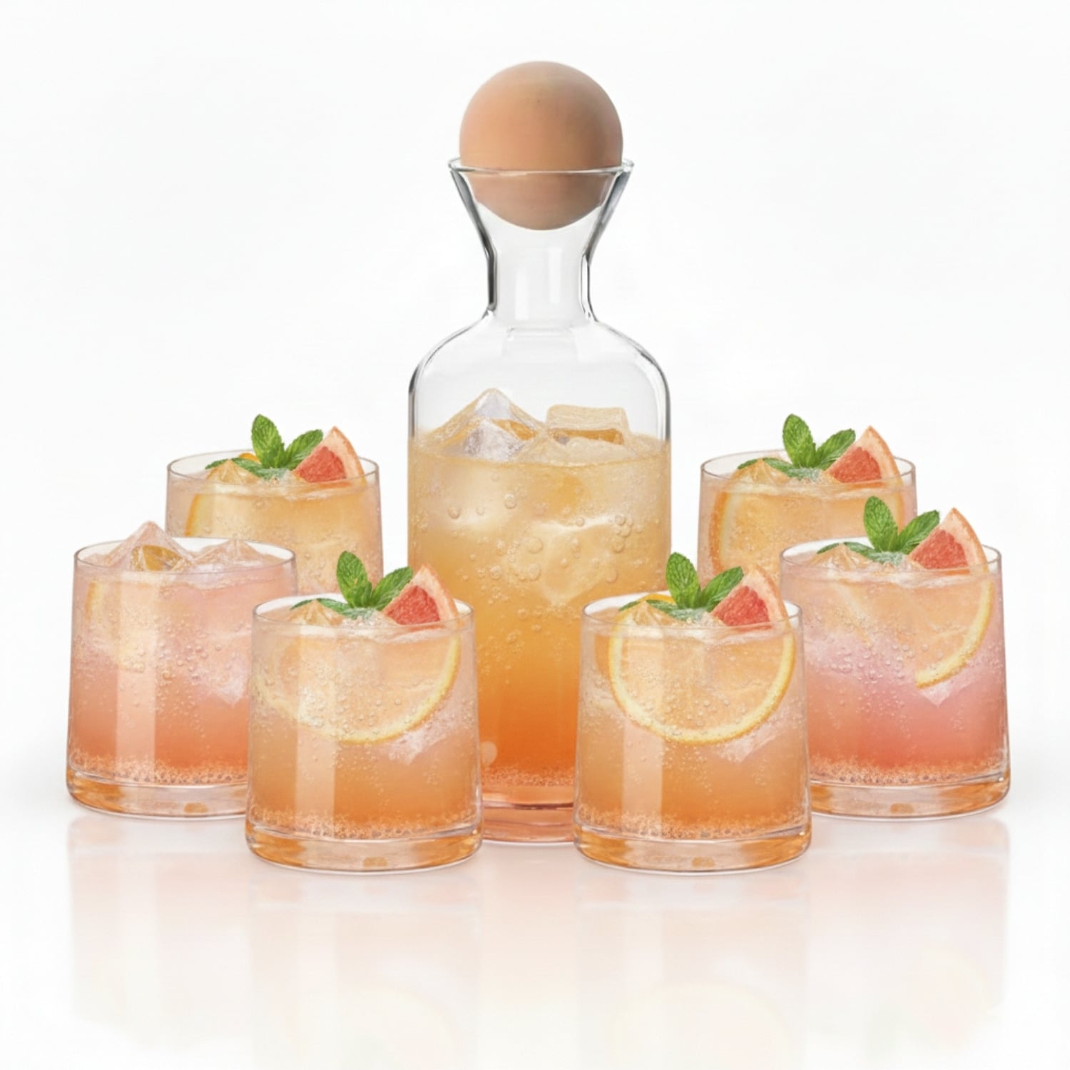 SET JARRA DE VIDRIO MÁS 6 VASOS CON TAPA DE MADERA - 1