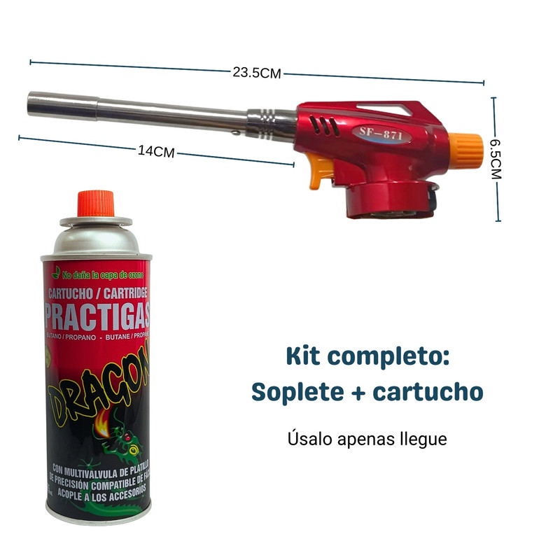 KIT DE SOPLETE FLAMEADOR DE COCINA + CARTUCHO DE GAS - 3