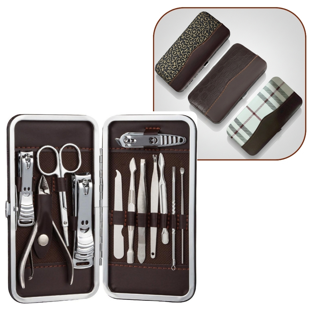 SET MANICURE PEDICURE 12 EN 1 ACERO INOX CON ESTUCHE - 1