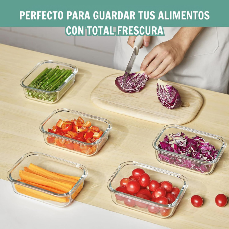 SET 3 TAPERS HERMÉTICOS DE VIDRIO CON TAPA - VERDE AGUA - 4