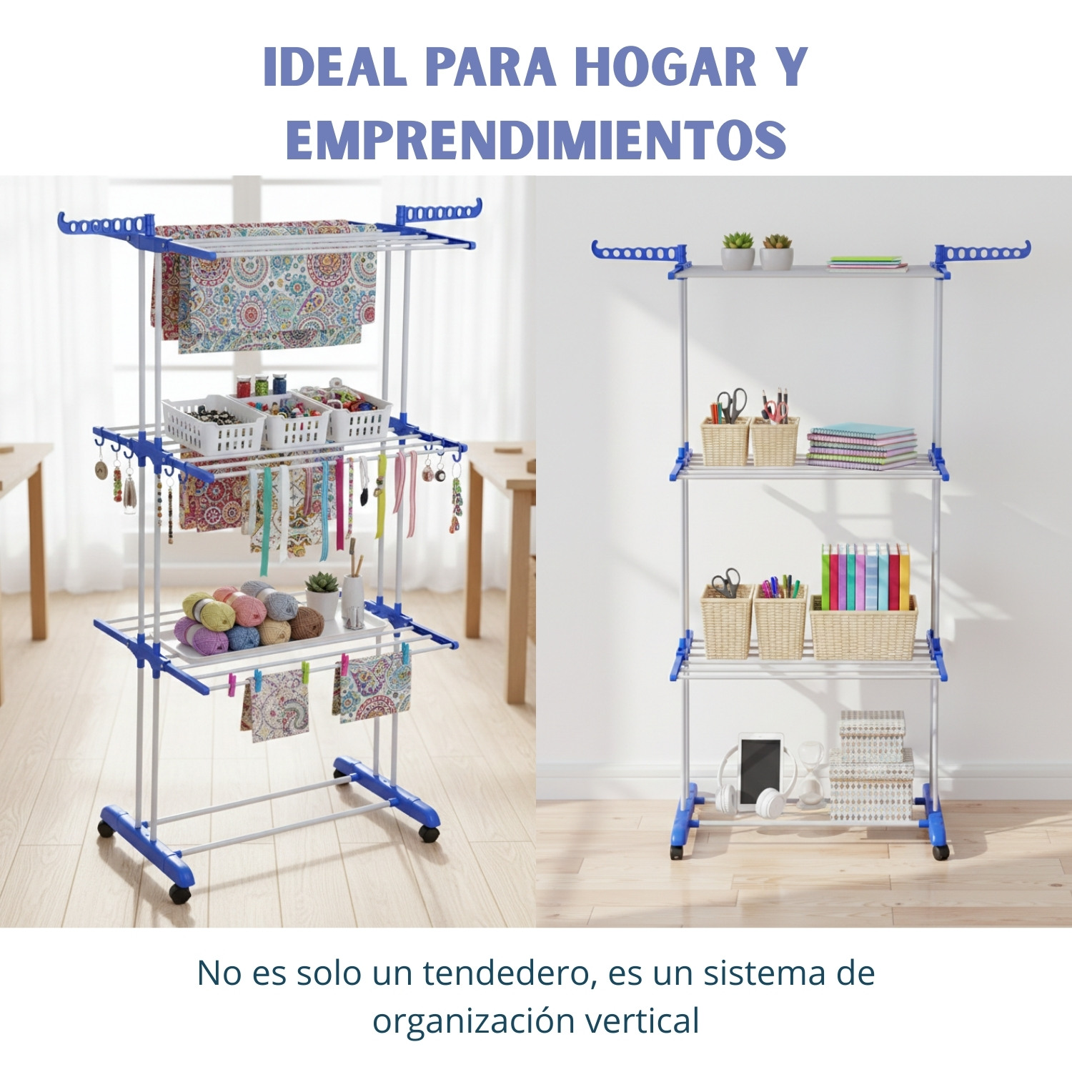 TENDEDERO PLEGABLE DE 3 NIVELES CON RUEDAS - 4