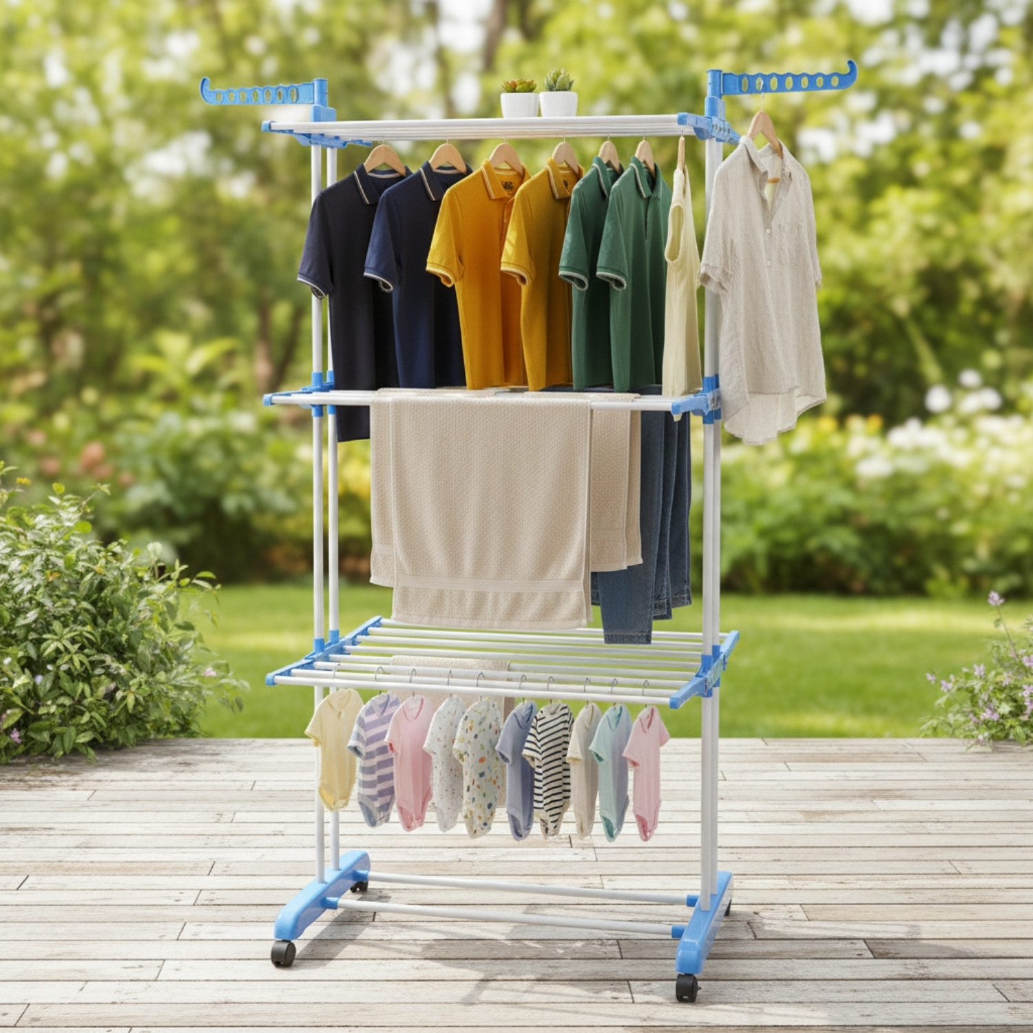 TENDEDERO PLEGABLE DE 3 NIVELES CON RUEDAS - 6