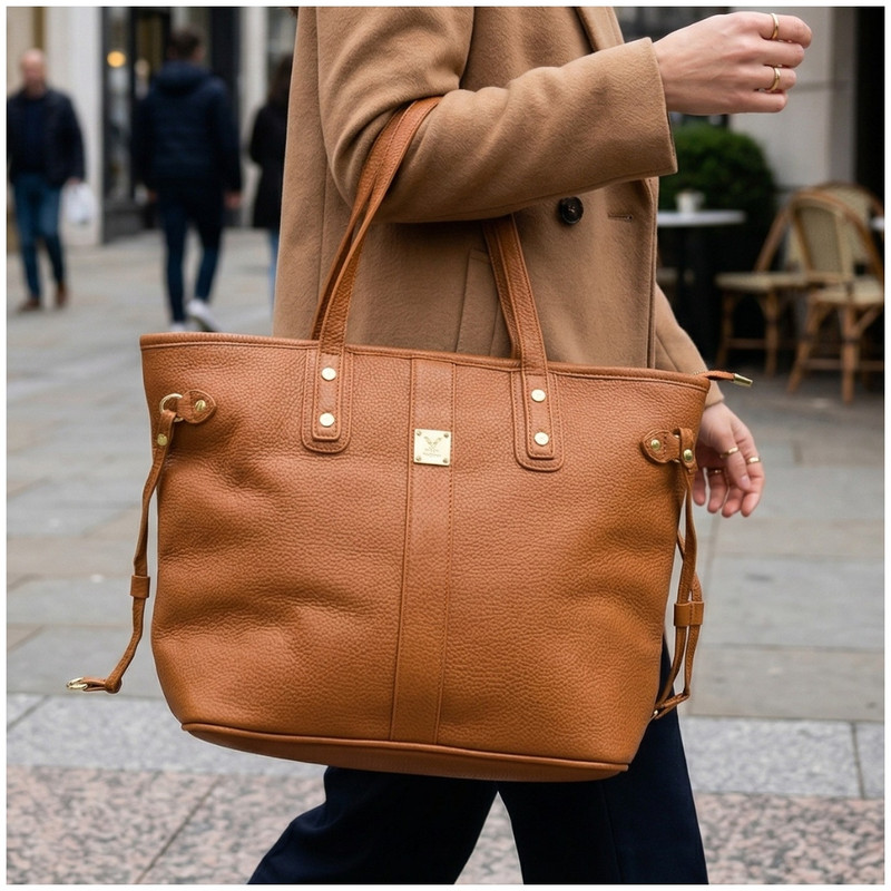 BOLSO TOTE BAG CUERO PU AMPLIO PERFECTO PARA TRABAJO DIARIO - CAMEL - 1