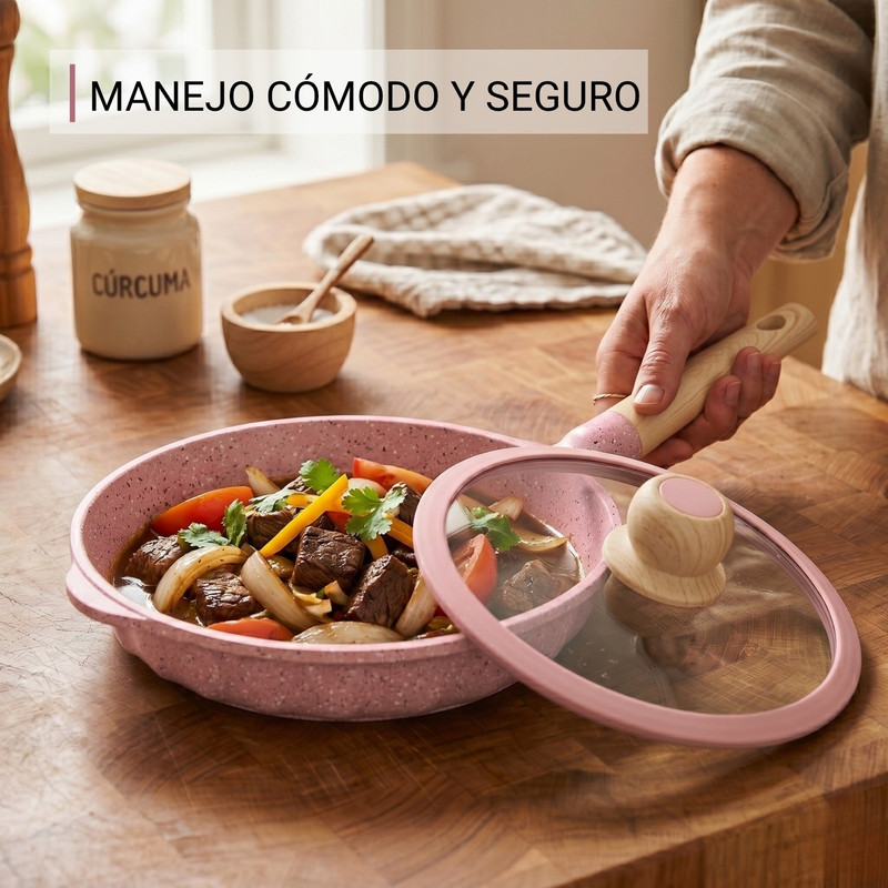 SARTÉN ALEMANGRUNF 22CM CON REVESTIMIENTO MARMOLADO ROSA - 3