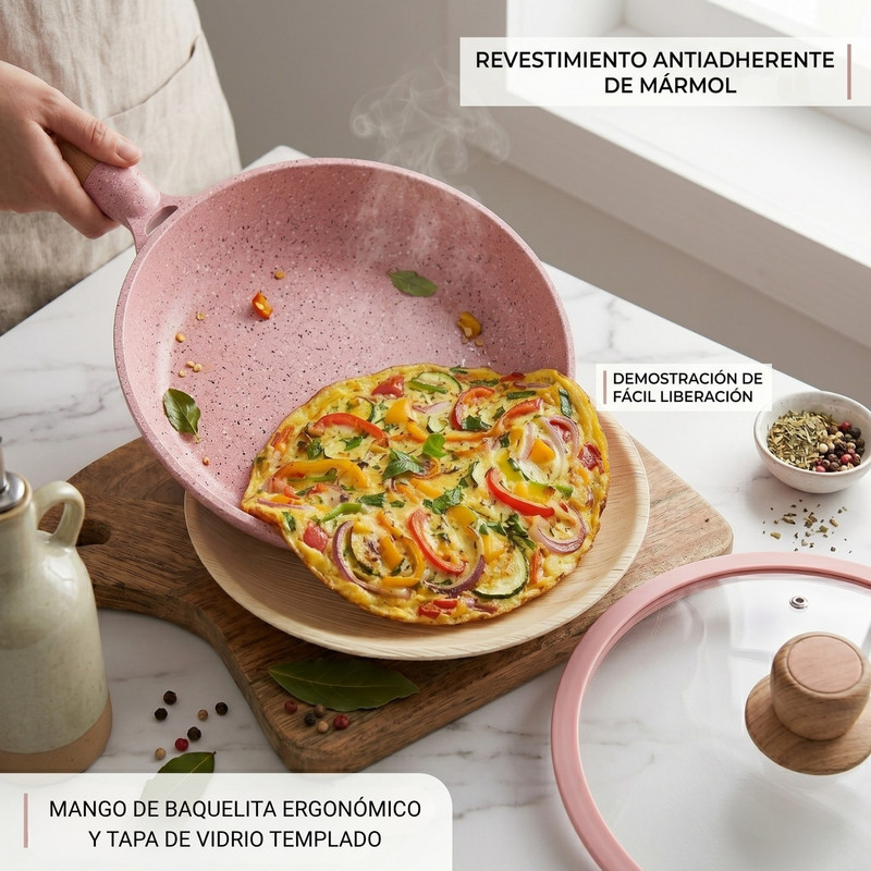 SARTÉN ALEMANGRUNF 22CM CON REVESTIMIENTO MARMOLADO ROSA - 4
