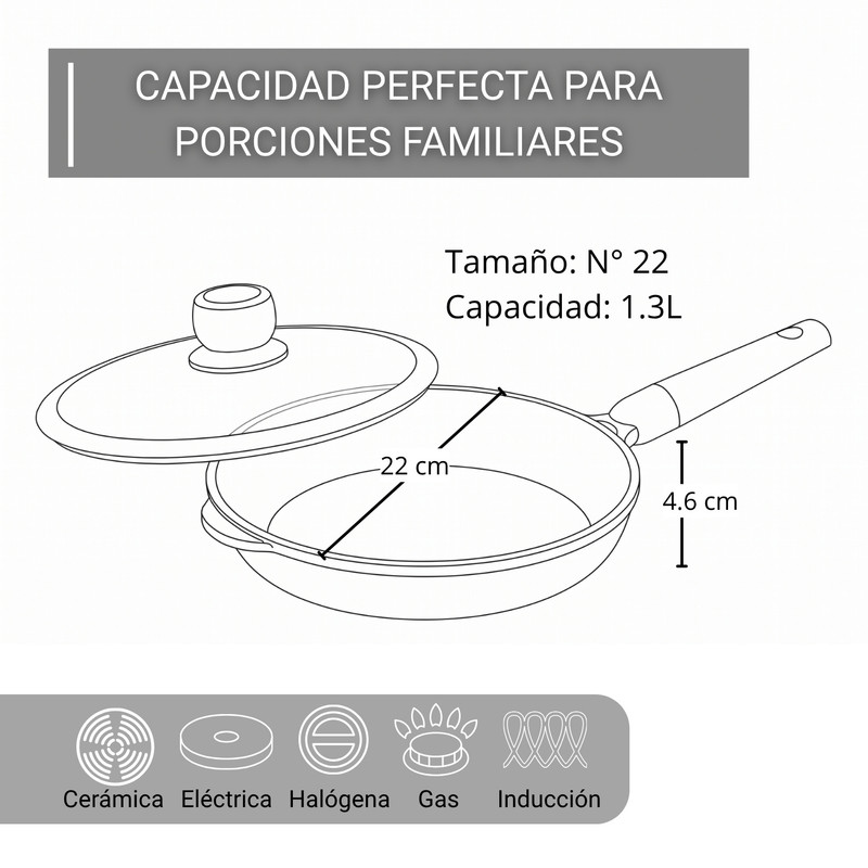 SARTÉN ALEMANGRUNF 22CM CON REVESTIMIENTO MARMOLADO NEGRO - 2