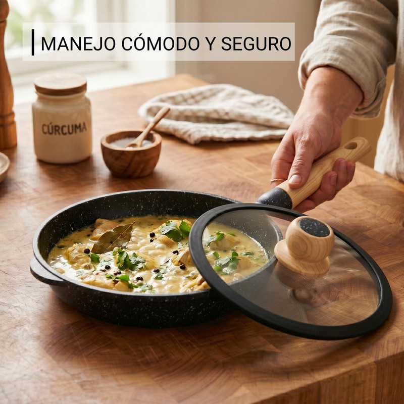 SARTÉN ALEMANGRUNF 22CM CON REVESTIMIENTO MARMOLADO NEGRO - 3