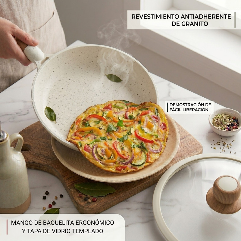SARTÉN ALEMANGRUNF 24CM CON REVESTIMIENTO MARMOLADO CREMA - 4