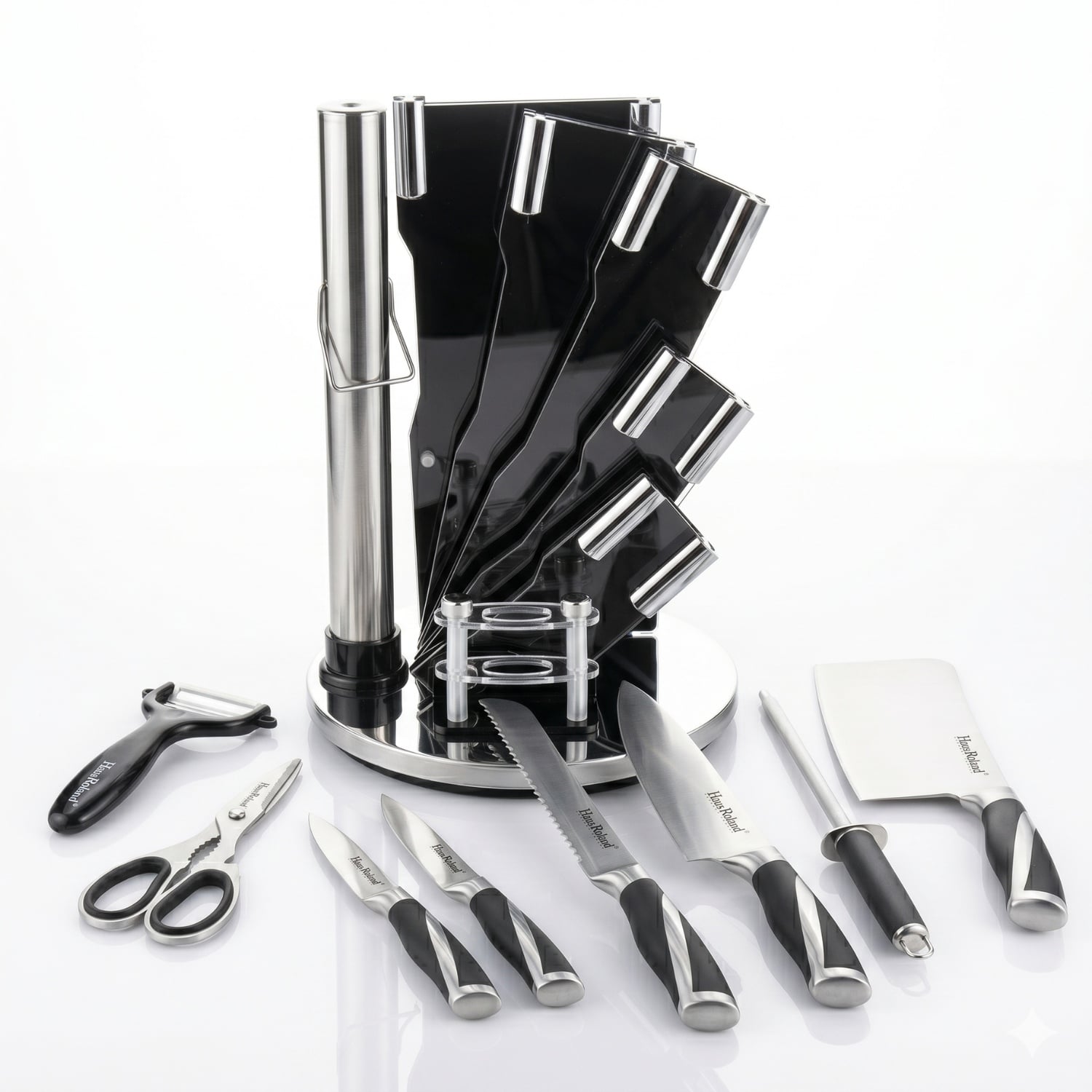JUEGO DE CUCHILLOS HAUS ROLAND 9 PZS CON BASE GIRATORIA - 2
