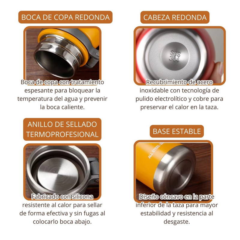 TERMO TOMATODO DE 650 ML ACERO INOXIDABLE COLOR AMARILLO - 2