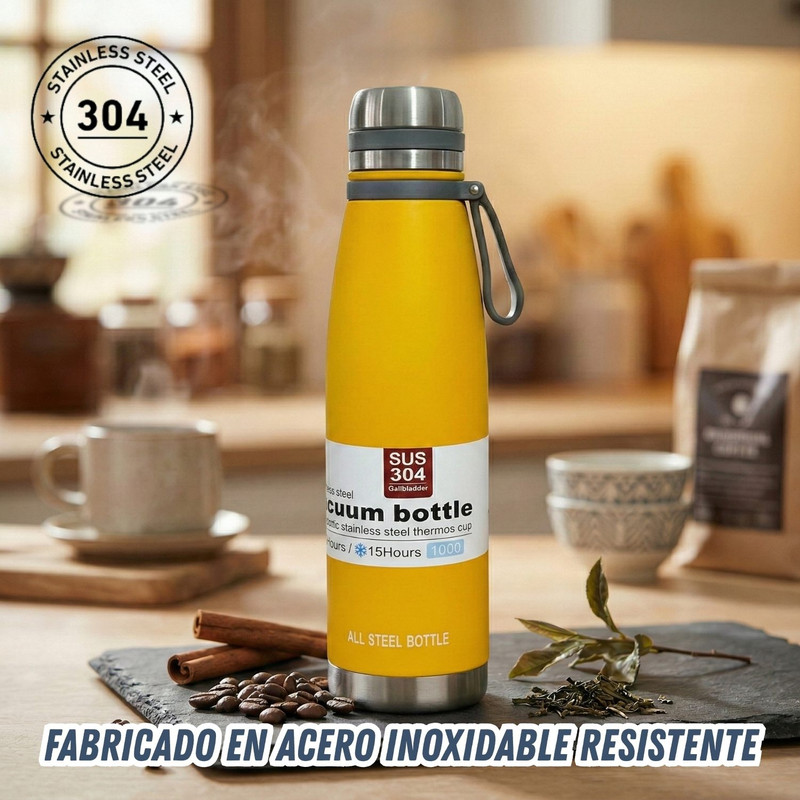 TERMO TOMATODO DE 650 ML ACERO INOXIDABLE COLOR AMARILLO - 3