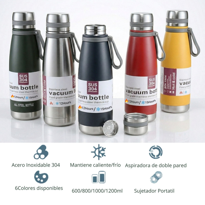 TERMO TOMATODO DE 650 ML ACERO INOXIDABLE COLOR AMARILLO - 4