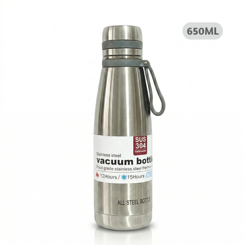 TERMO TOMATODO DE 650 ML ACERO INOXIDABLE COLOR PLATEADO - 1