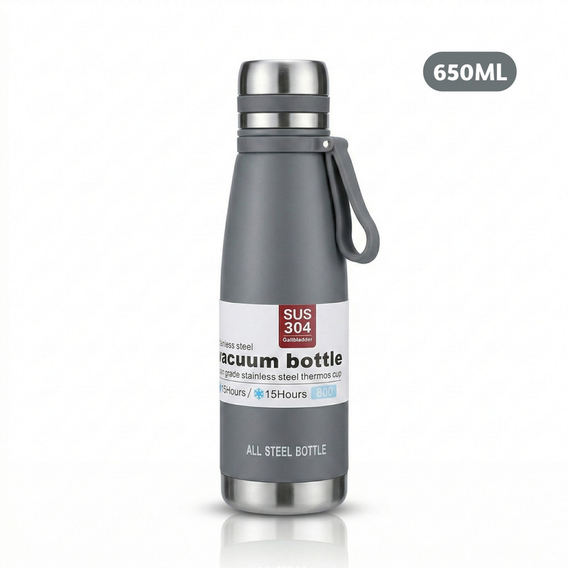 TERMO TOMATODO DE 650 ML ACERO INOXIDABLE COLOR PLOMO - 1
