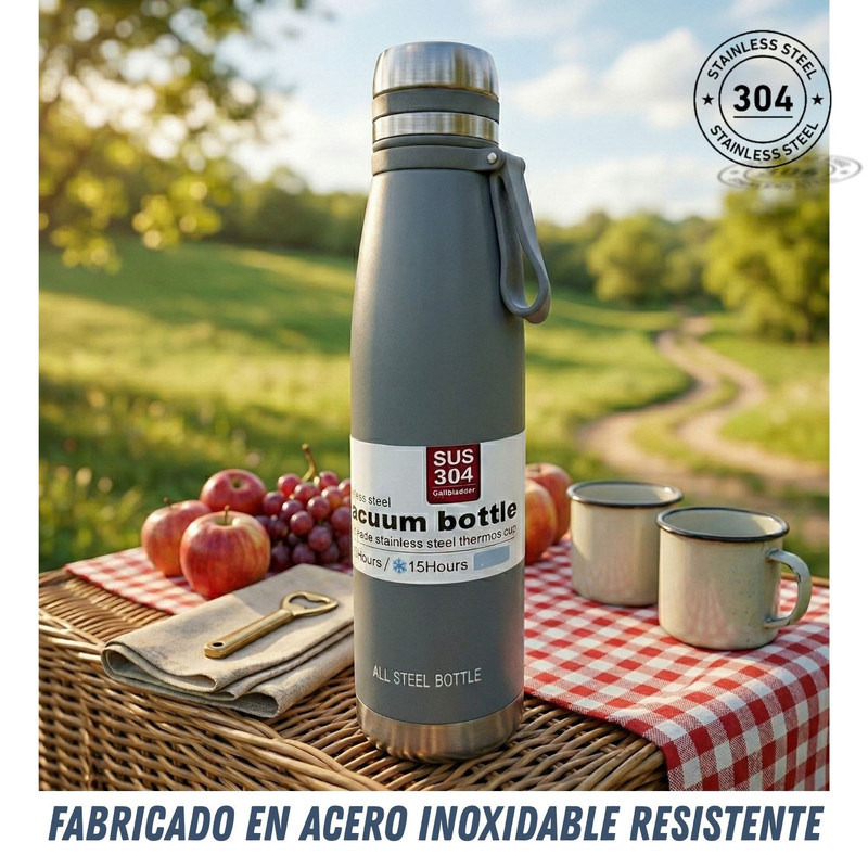 TERMO TOMATODO DE 650 ML ACERO INOXIDABLE COLOR PLOMO - 4