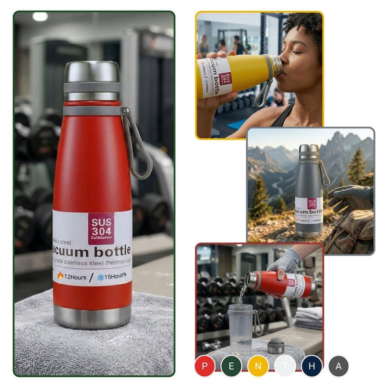 TERMO TOMATODO DE 850 ML ACERO INOXIDABLE COLOR ROJO - 3