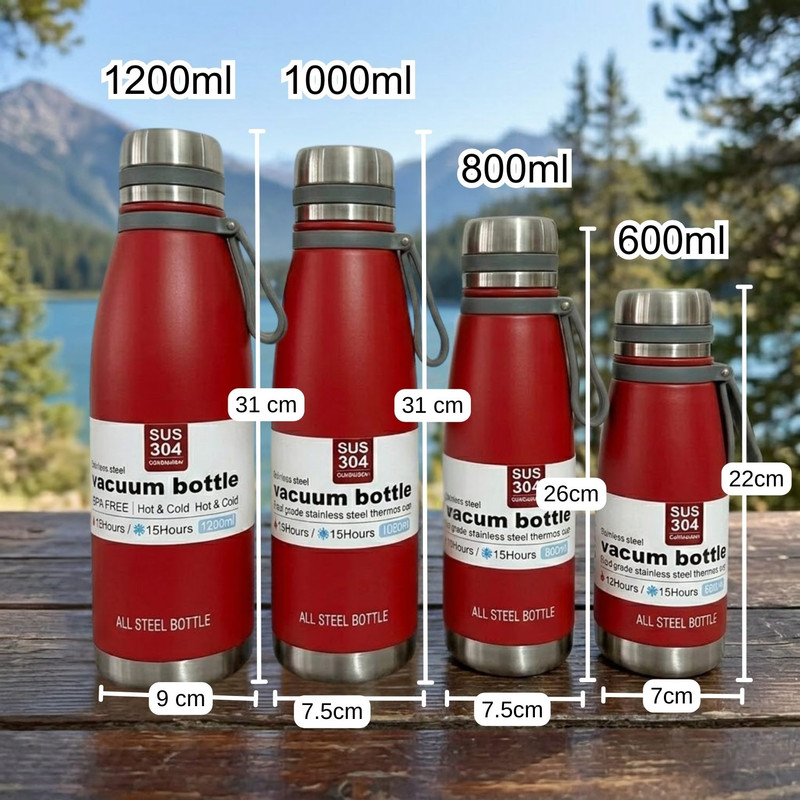 TERMO TOMATODO DE 850 ML ACERO INOXIDABLE COLOR ROJO - 4