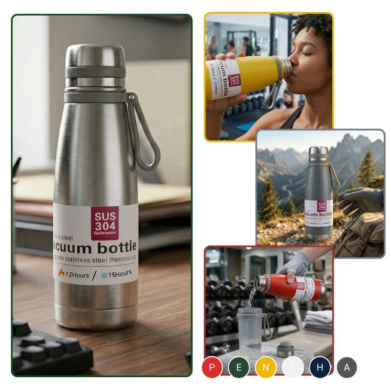 TERMO TOMATODO DE 850 ML ACERO INOXIDABLE COLOR PLATEADO - 3