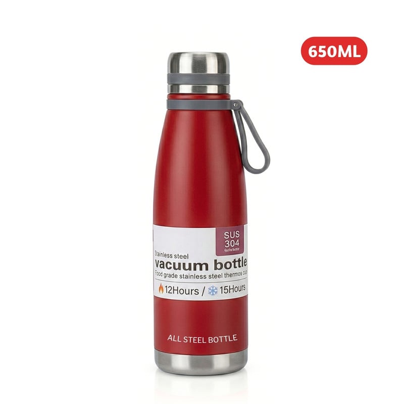 TERMO TOMATODO DE 650 ML ACERO INOXIDABLE COLOR ROJO - 1