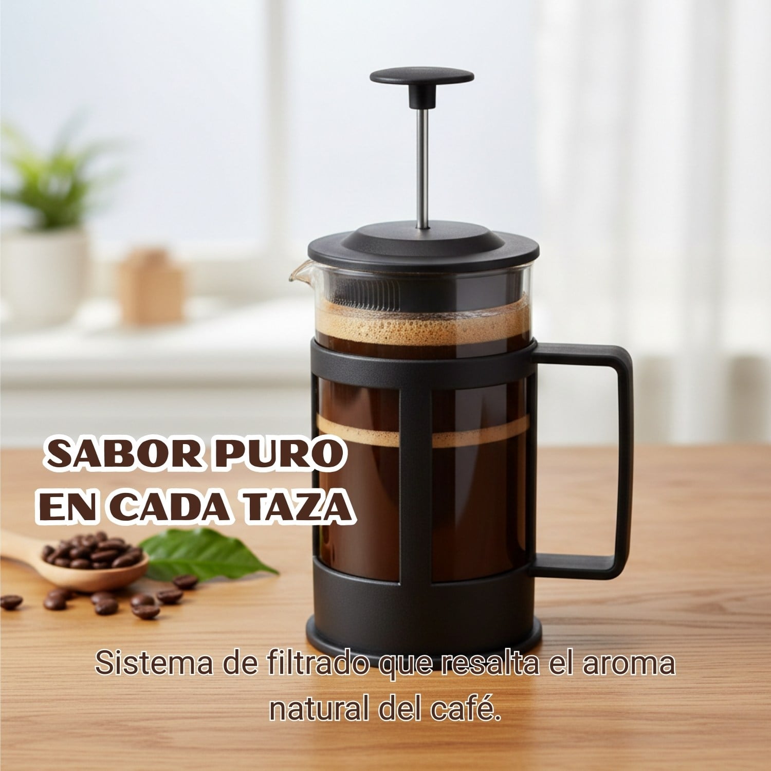 CAFETERA PRENSA FRANCESA 600ML VIDRIO BOROSILICATO RESISTENTE - 5