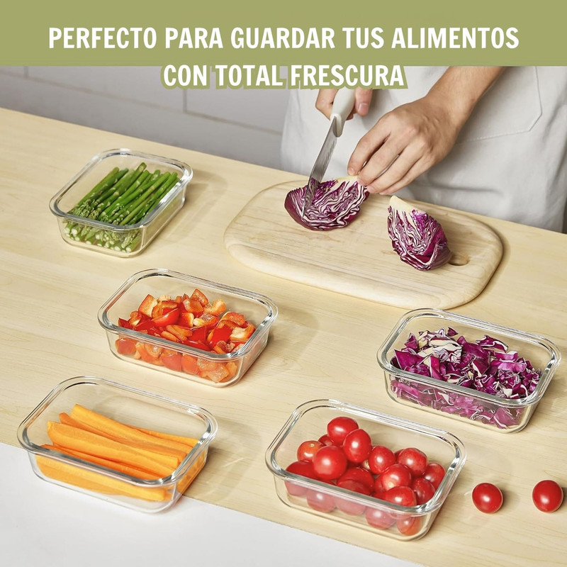 TAPER DE VIDRIO HERMÉTICO 1040ML RECTANGULAR SET 3 UNIDADES VERDE - 3