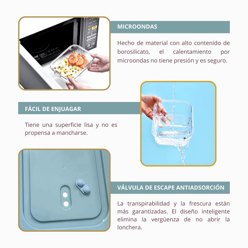 TAPER VIDRIO DIVISIÓN 1040ML PACK 3 BOROSILICATO HERMÉTICO - 3