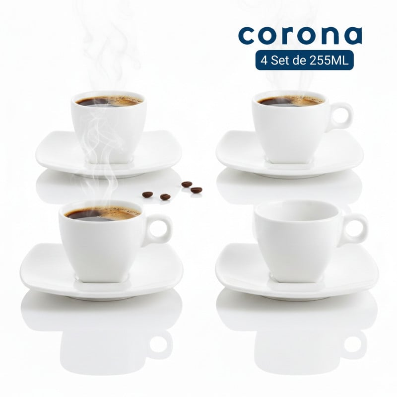 JUEGO DE TAZAS 255ML 8PZS ACTUALITE CORONA – TAZAS + PLATOS - 1