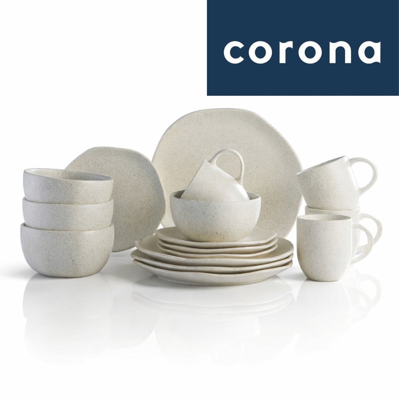 VAJILLA CORONA ORION 16 PIEZAS CERÁMICA ESTILO ARTESANAL - 1