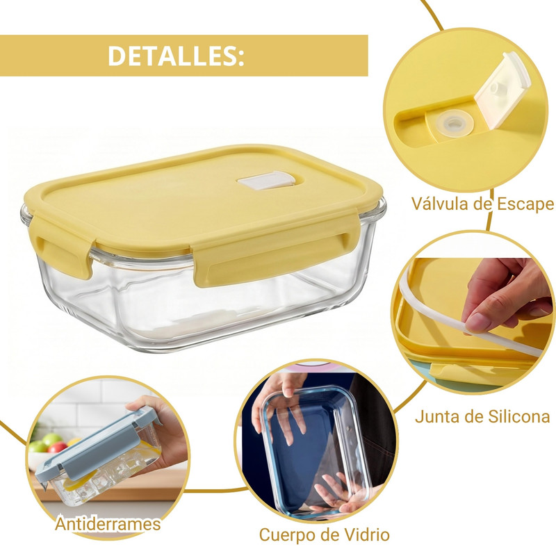 SET TÁPER DE VIDRIO HERMÉTICO 4 PZS 410-1520ML – VAINILLA - 2
