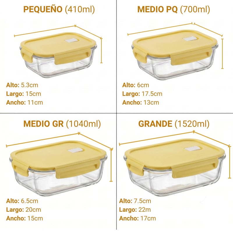 SET TÁPER DE VIDRIO HERMÉTICO 4 PZS 410-1520ML – VAINILLA - 3