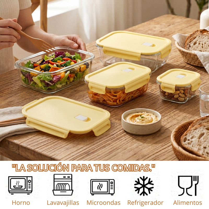 SET TÁPER DE VIDRIO HERMÉTICO 4 PZS 410-1520ML – VAINILLA - 4
