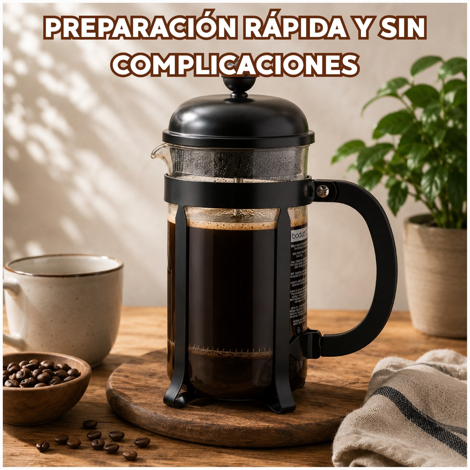 CAFETERA PRENSA FRANCESA 1000ML BODUM CHAMBORD 1L NEGRA - 3