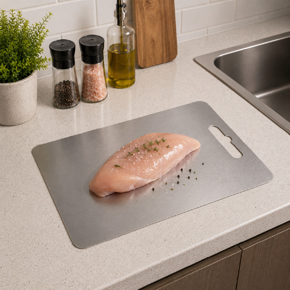 TABLA DE PICAR ACERO INOXIDABLE 39X28CM RESISTENTE PARA COCINA - 3