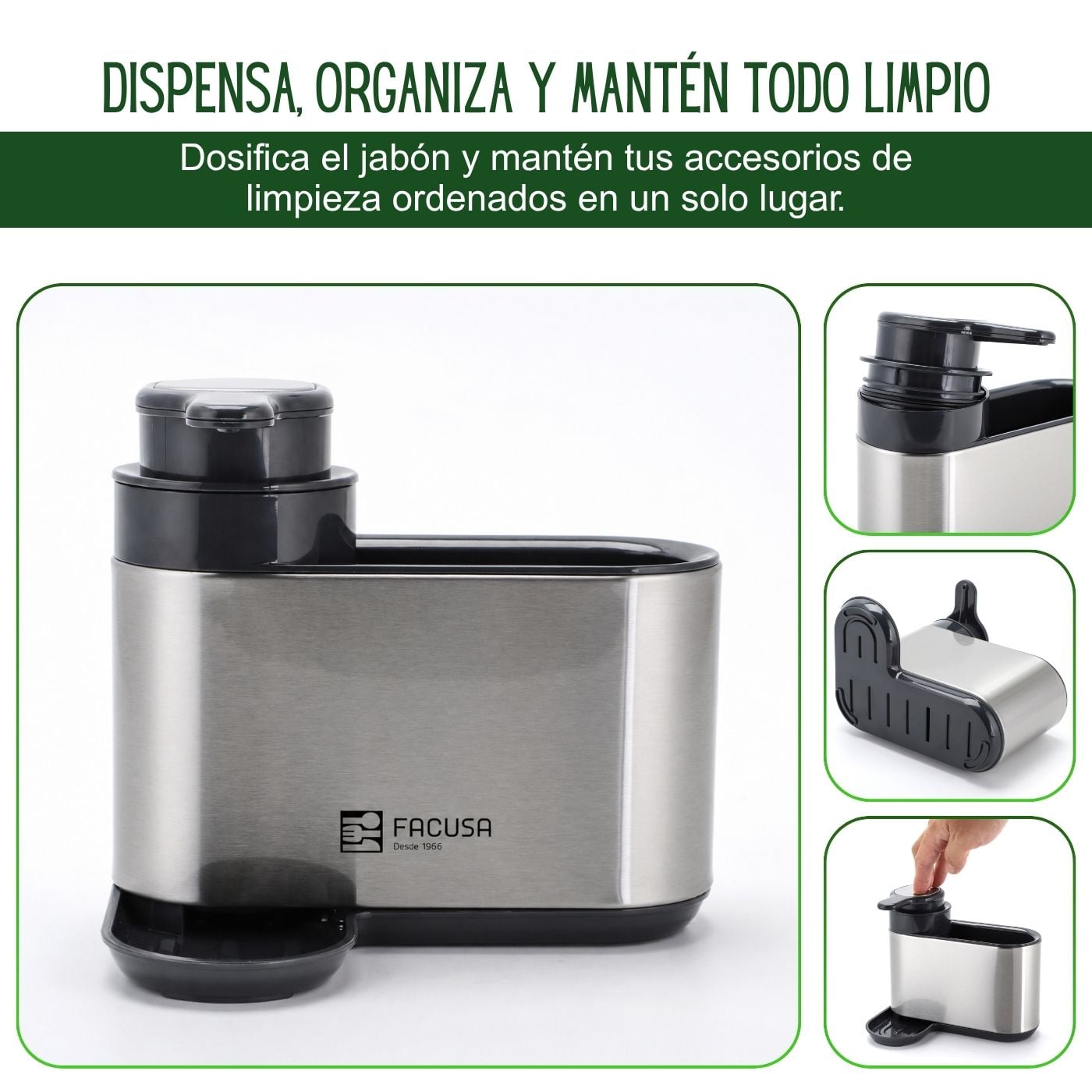 DISPENSADOR DE JABÓN FACUSA - ORGANIZADOR PARA LAVADERO - 2