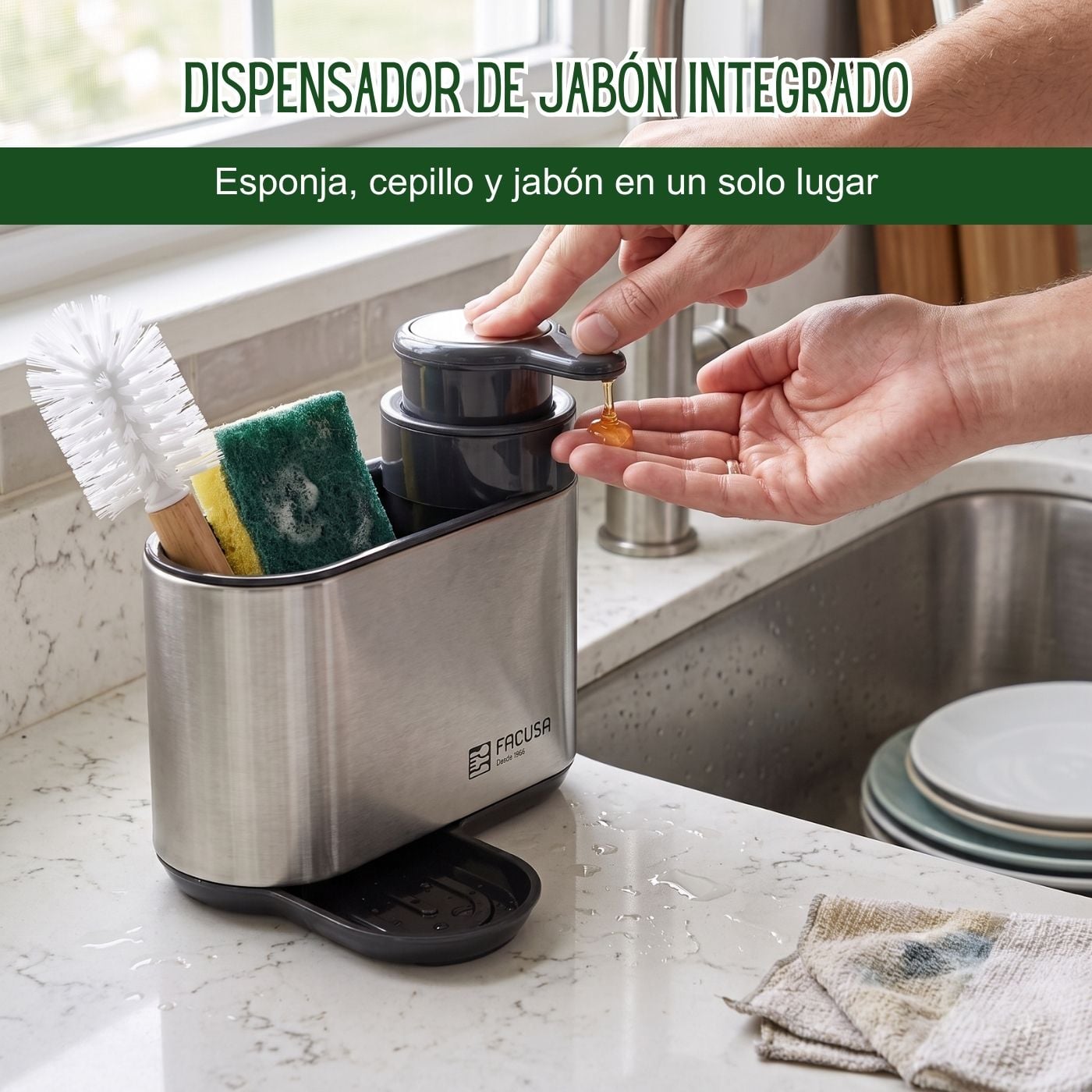 DISPENSADOR DE JABÓN FACUSA - ORGANIZADOR PARA LAVADERO - 4