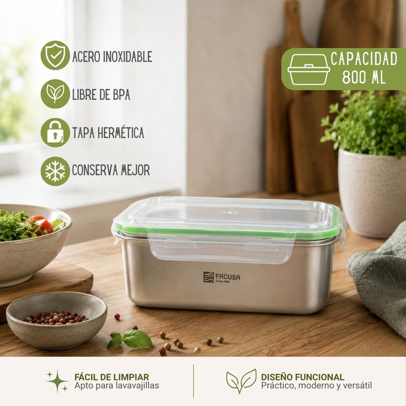TAPER DE ACERO INOXIDABLE FACUSA 800 ML HERMÉTICO - 5