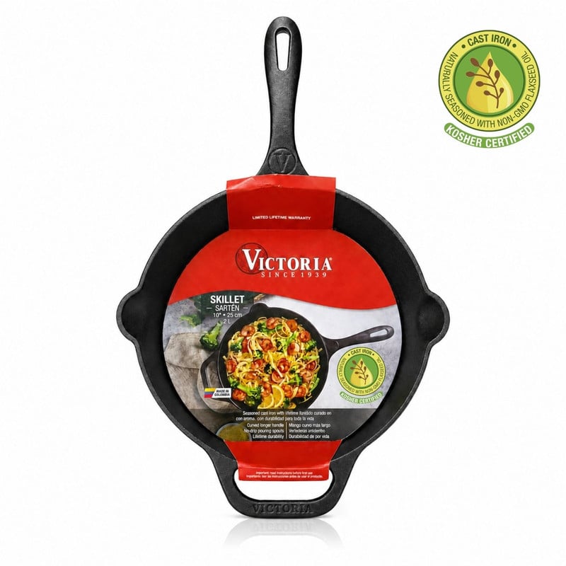 SARTÉN HIERRO FUNDIDO VICTORIA 25CM CURADO DOBLE ASA - 1