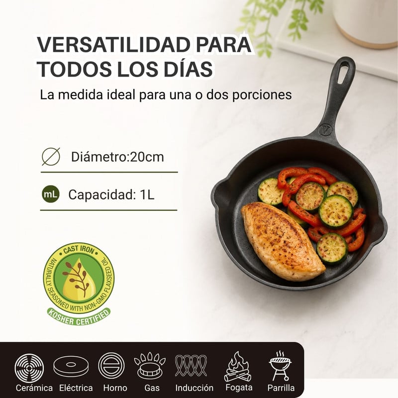 SARTÉN HIERRO FUNDIDO VICTORIA 20CM CURADO - COCINA Y HORNO - 2