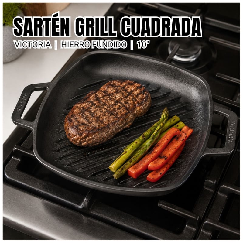 SARTÉN HIERRO FUNDIDO VICTORIA 25CM GRILL CURADO - 4