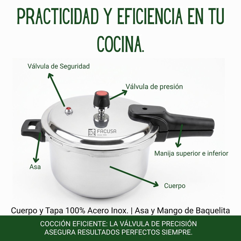 OLLA A PRESIÓN FACUSA 7L DE ACERO INOXIDABLE - 3