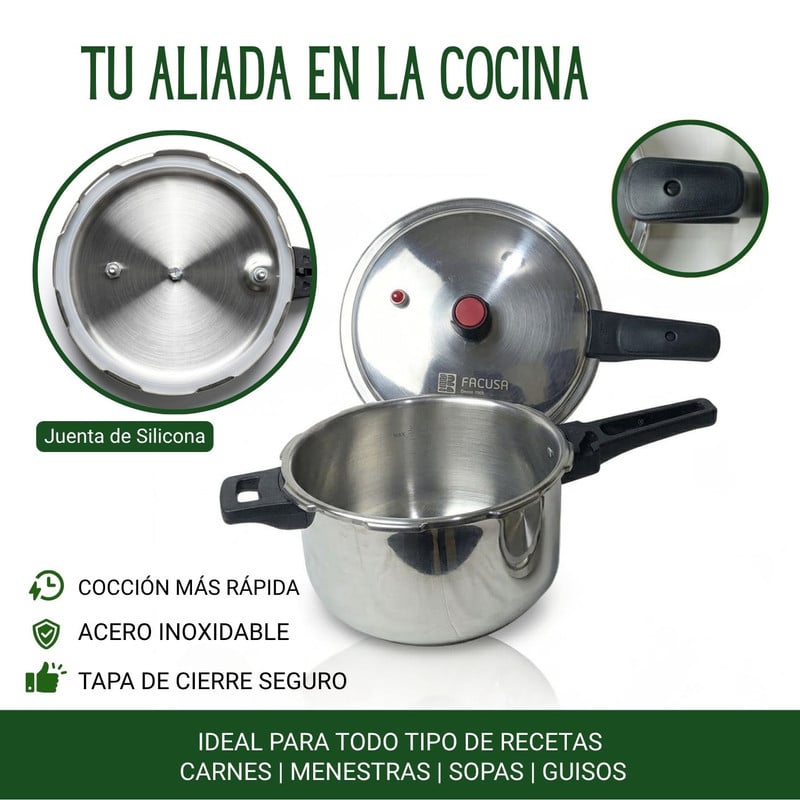 OLLA A PRESIÓN FACUSA 3L DE ACERO INOXIDABLE - 2