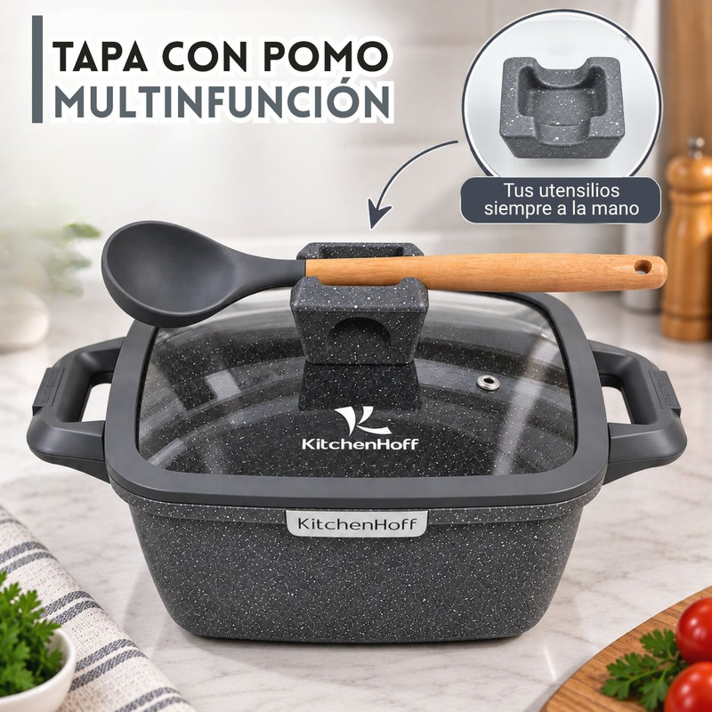 JUEGO DE OLLAS ANTIADHERENTE N° 16, 20 Y 22CM KITCHENHOFF C-1213 GRIS - 2