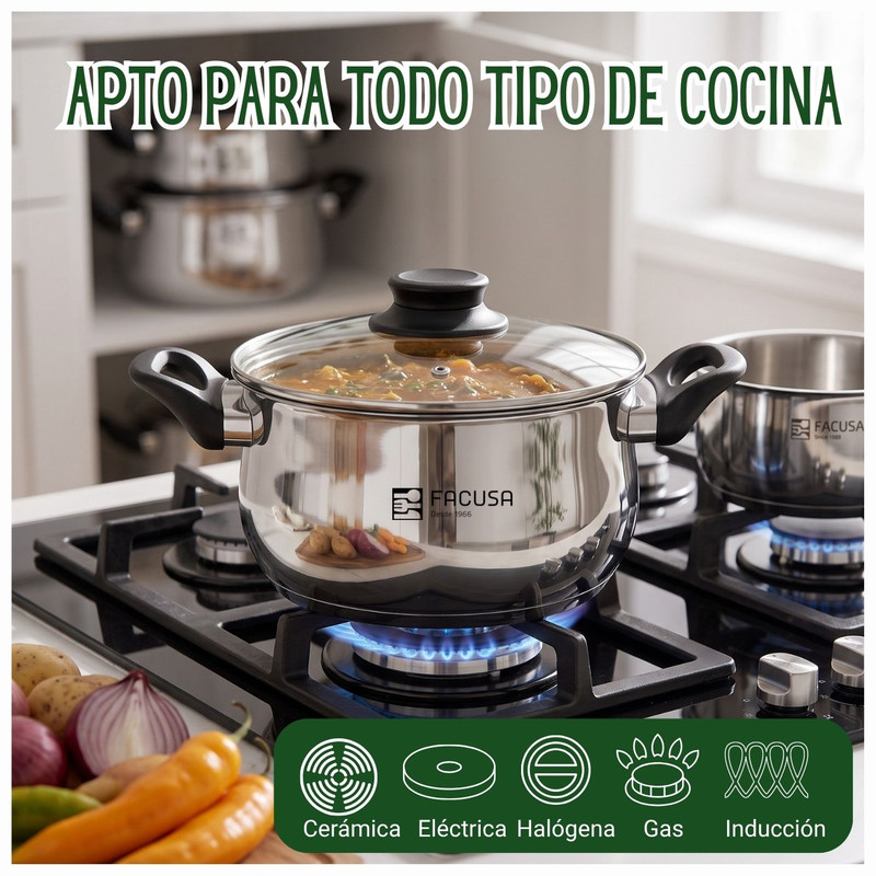 JUEGO DE OLLAS FACUSA VALENCIA 10 PIEZAS DE ACERO INOX - 3