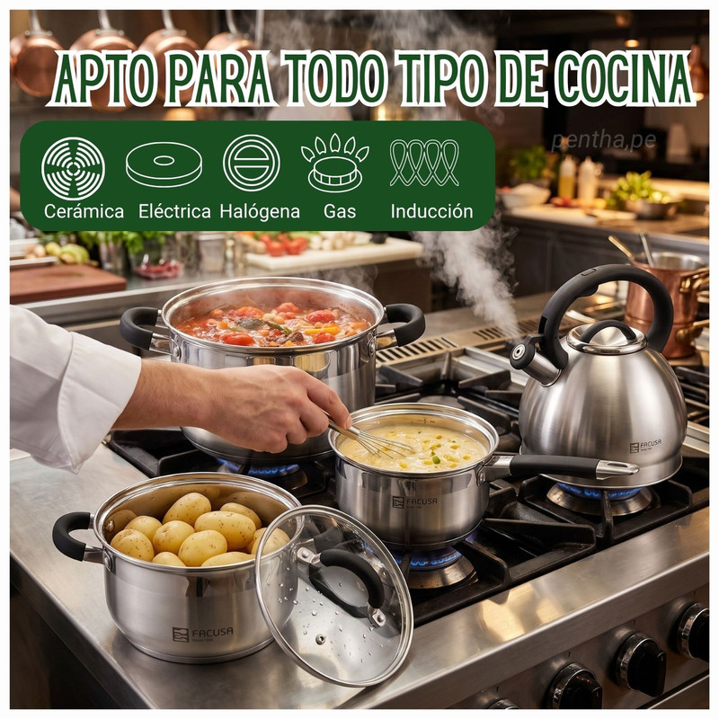 JUEGO DE OLLAS MISTI FACUSA 8 PIEZAS CON TETERA - NEGRO - 3