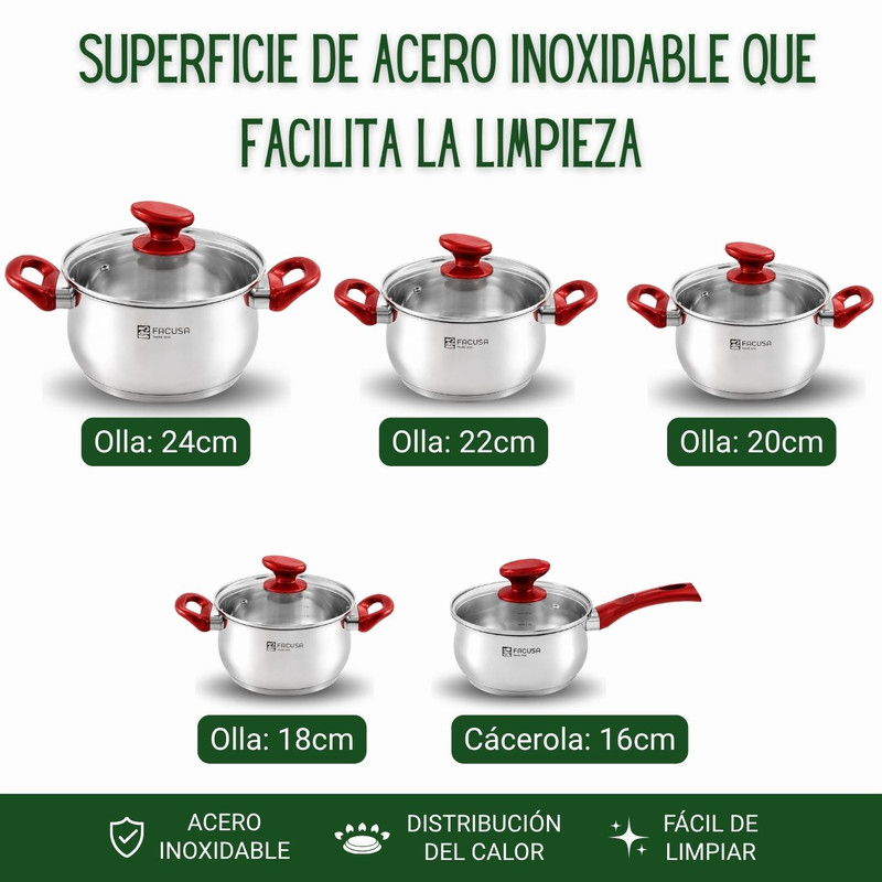 JUEGO DE OLLAS FACUSA 10PZS + CAFETERA MOKA - 3