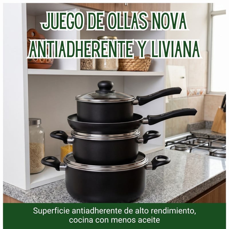 JUEGO DE OLLAS VALENCIA 7 PIEZAS + CAFETERA MOKA - 3