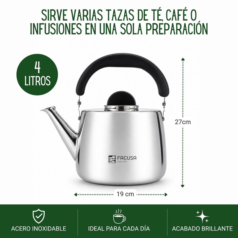 TETERA FACUSA LUNGO 4L DE ACERO INOXIDABLE - 2
