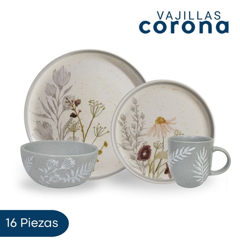 VAJILLA CORONA ANASTASIA 16 PIEZAS PARA 4 PERSONAS - 1