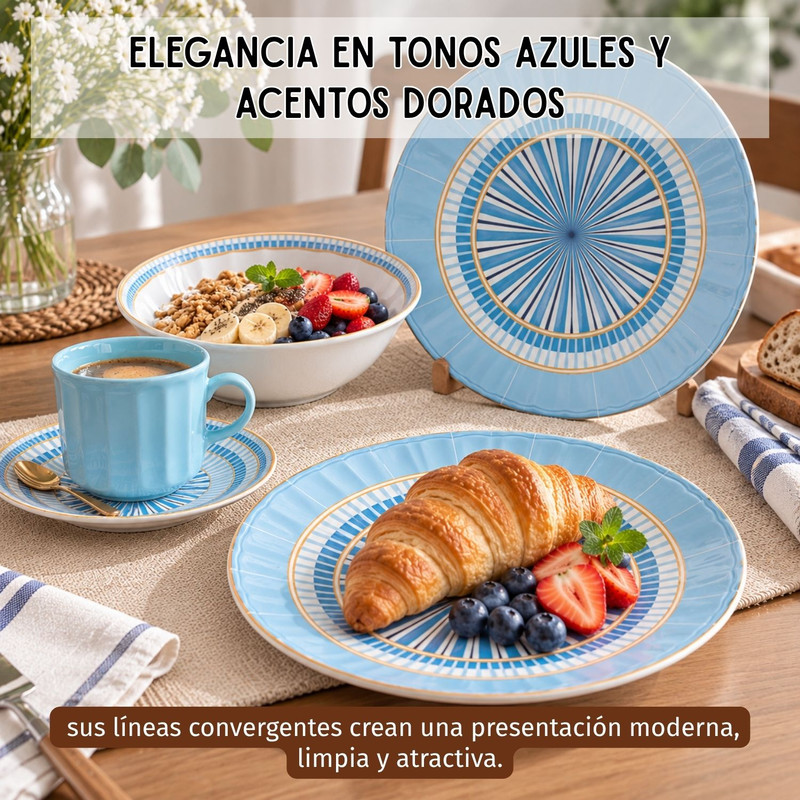 VAJILLA CORONA AZURA 16 PIEZAS PARA CUATRO PERSONAS - 4